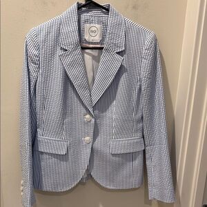 1901 Blue and White Seersucker Blazer Nordstrom 2 button size 2P